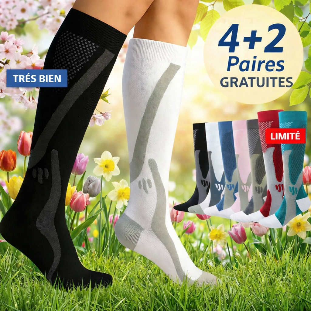 Altéos Paris® Chaussettes de compression pour jambes lourdes et douloureuses
