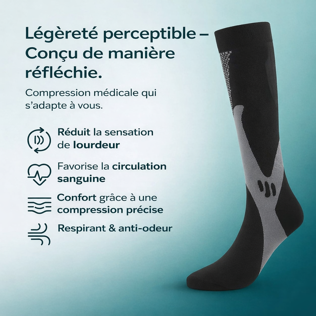 Altéos Paris® Chaussettes de compression pour jambes lourdes et douloureuses