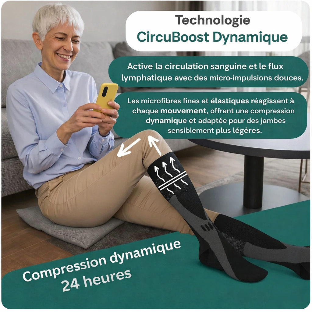 Altéos Paris® Chaussettes de compression pour jambes lourdes et douloureuses