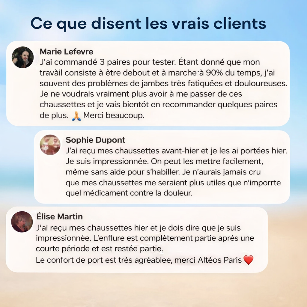 Altéos Paris® Chaussettes de compression pour jambes lourdes et douloureuses